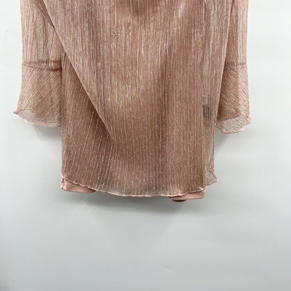 ADIVA Women's Layered V-Neck Blush Metallic Top Size Medium - Picture 5 of 9